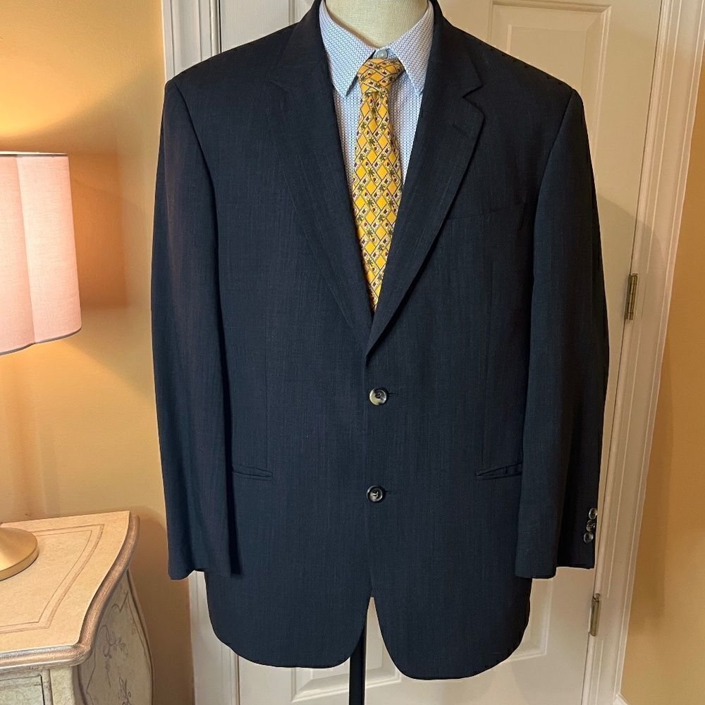 EUC Hugo Boss Charcoal Gray Classic Wool Blazer Sport Coat Size 42S 42 Short